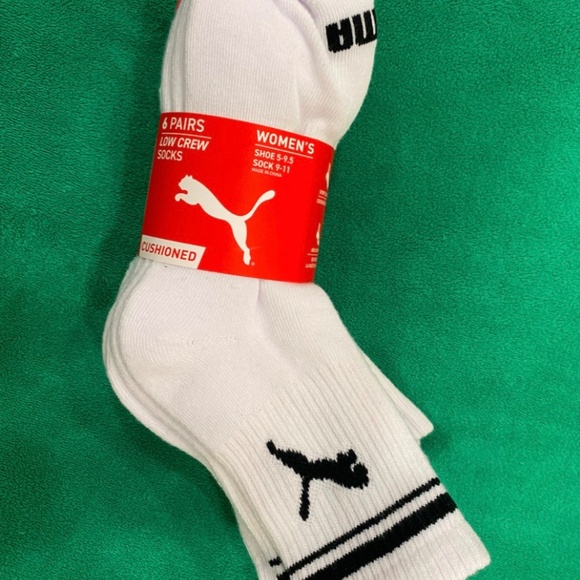 Puma Women’s Athletic White Low Crew Socks 6 Paires - Picture 2 of 2